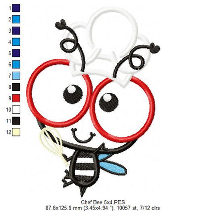 Chef Bee Bumble Bee - Applique Embroidery