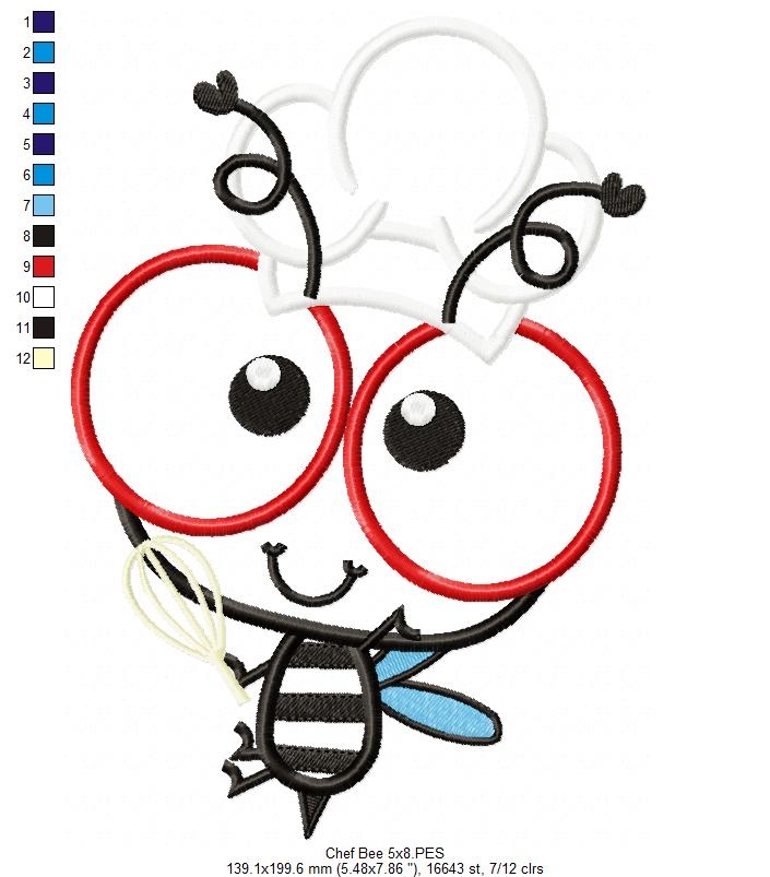 Chef Bee Bumble Bee - Applique Embroidery