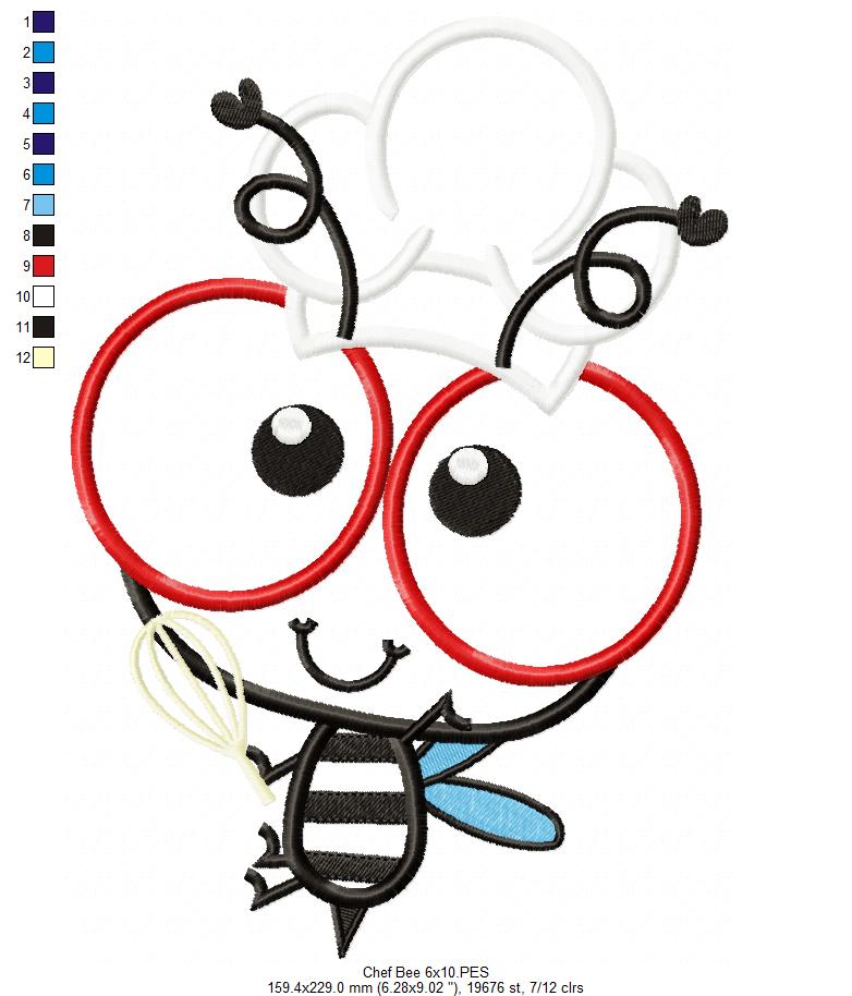 Chef Bee Bumble Bee - Applique Embroidery