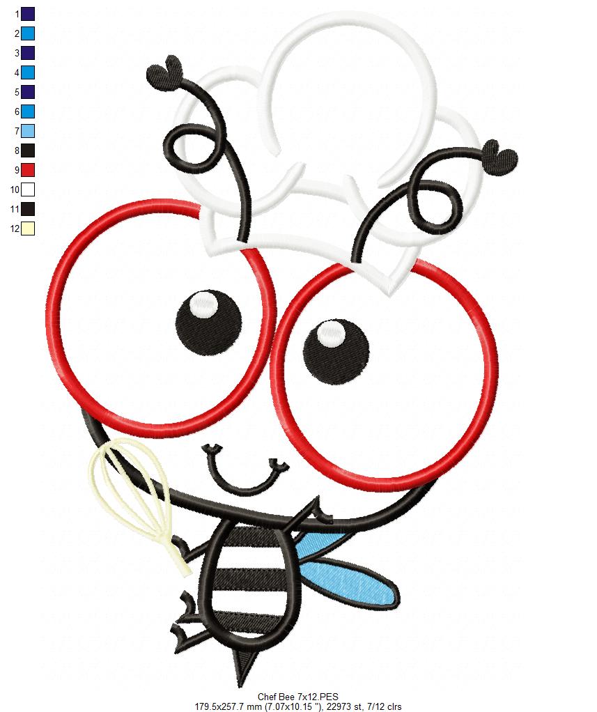Chef Bee Bumble Bee - Applique Embroidery