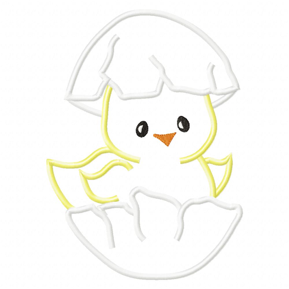 Cute Chick in an Egg - Applique - Machine Embroidery Design