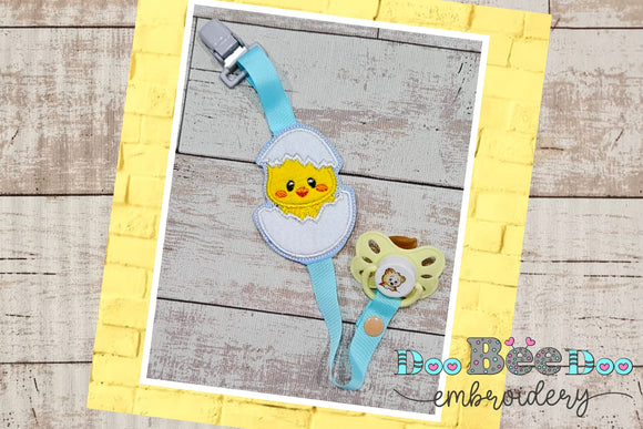 Chick Boy Pacifier Holder - ITH Project - Machine Embroidery Design