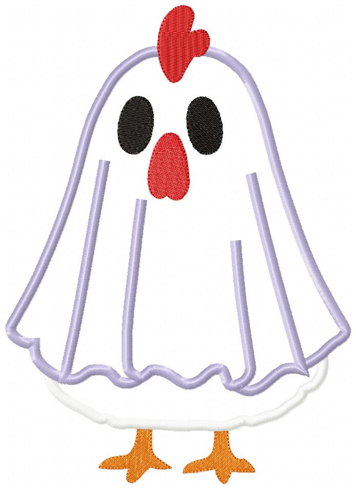 Funny Ghost Chicken – Applique - Machine Embroidery Pattern