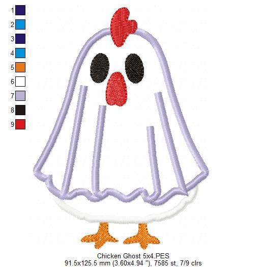 Funny Ghost Chicken – Applique - Machine Embroidery Pattern