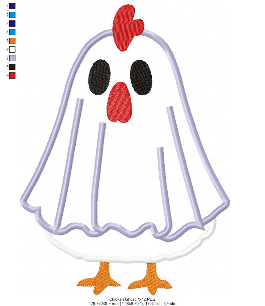 Funny Ghost Chicken – Applique - Machine Embroidery Pattern