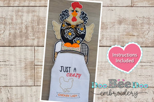 Chicken with Flowers dish towel holder - ITH Project - Machine Embroidery Design