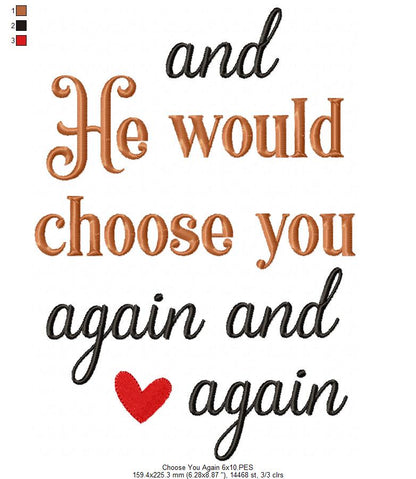Jesus Chose You - Fill Stitch - Set of 2 Designs - Machine Embroidery Design