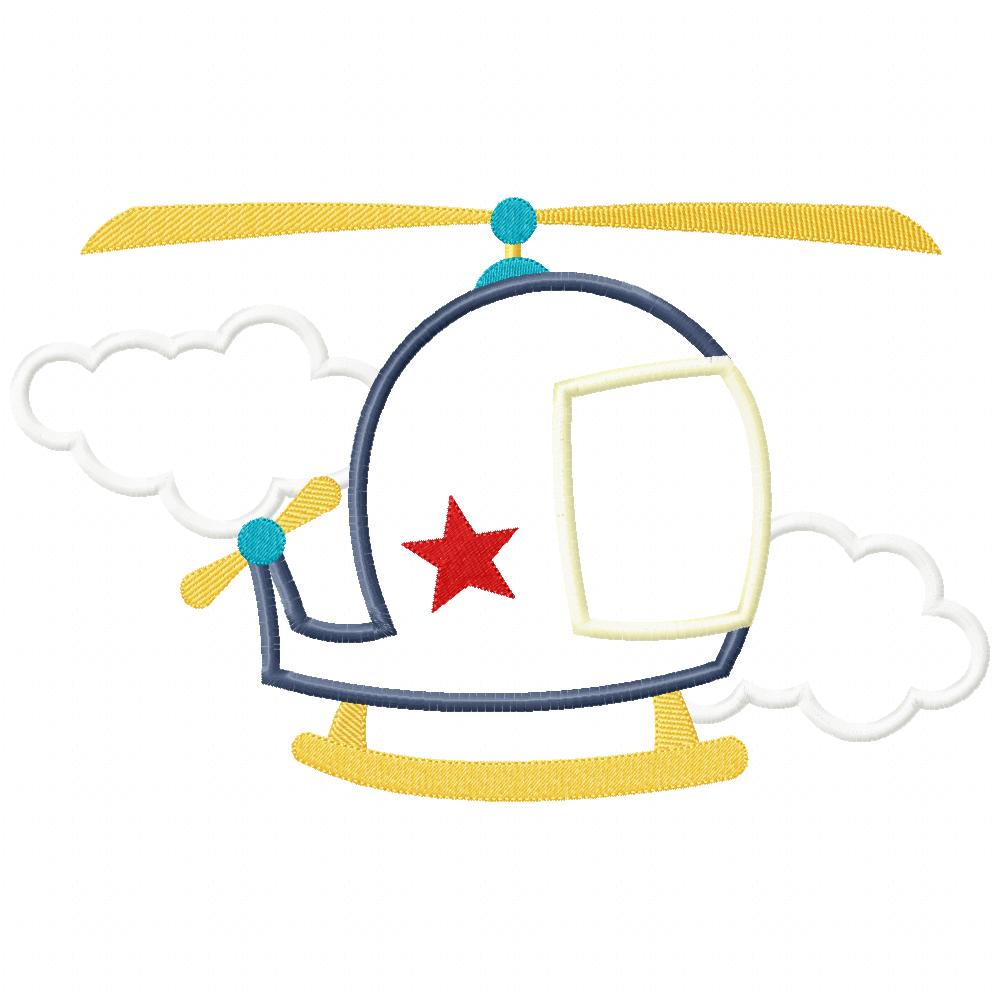 Helicopter - Applique - Machine Embroidery Design