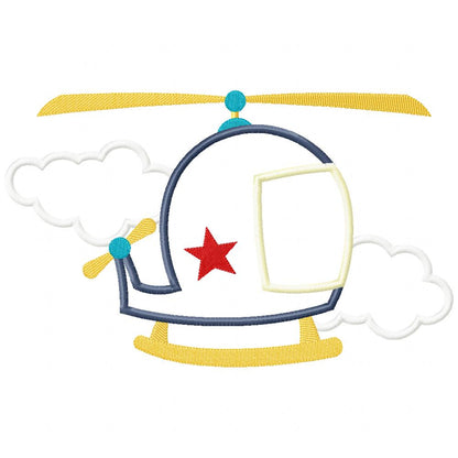 Helicopter - Applique - Machine Embroidery Design