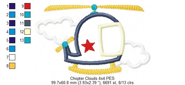 Helicopter - Applique - Machine Embroidery Design