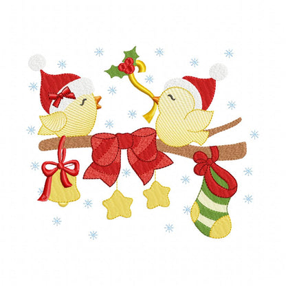 Cute Christmas Birds - Fill Stitch - Machine Embroidery Design