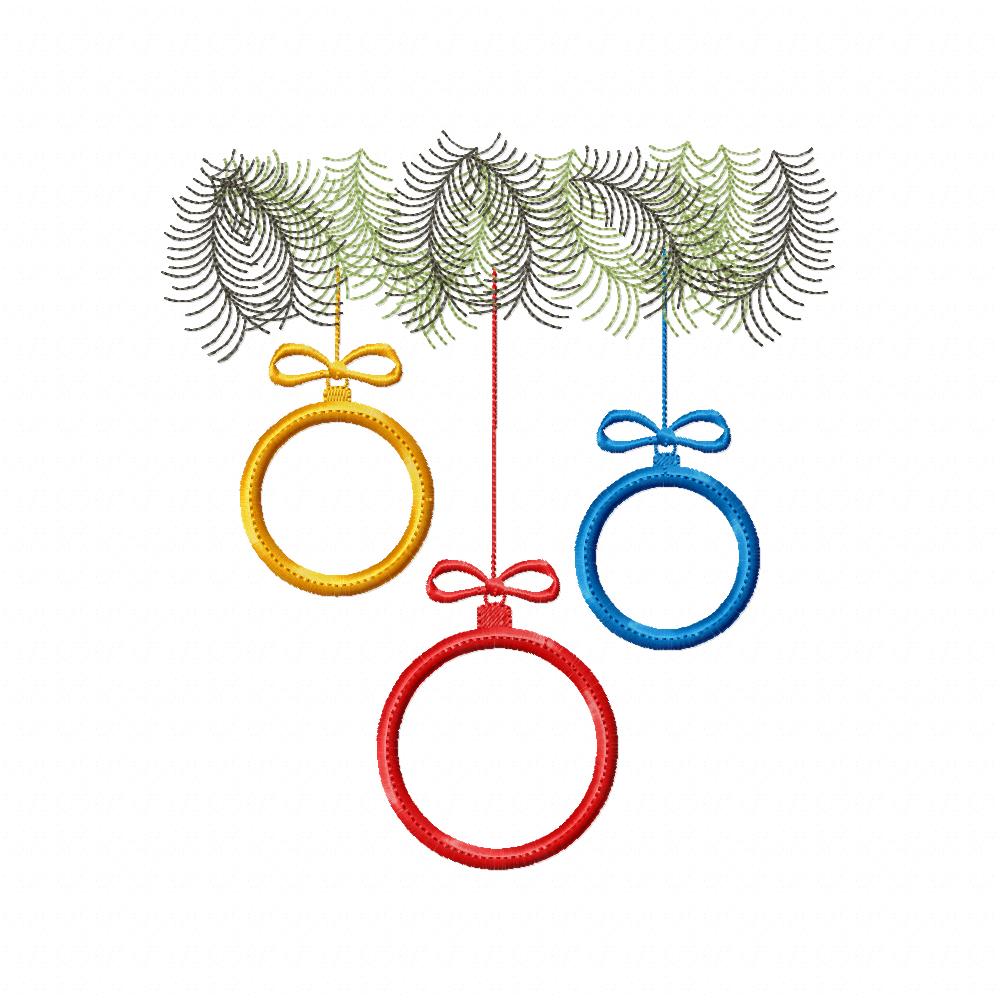 Christmas Bulbs - Applique - Machine Embroidery Design