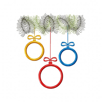 Christmas Bulbs - Applique - Machine Embroidery Design