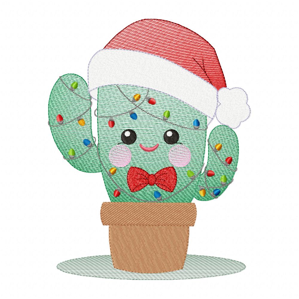 Christmas Cactus - Rippled Stitch - Machine Embroidery Design