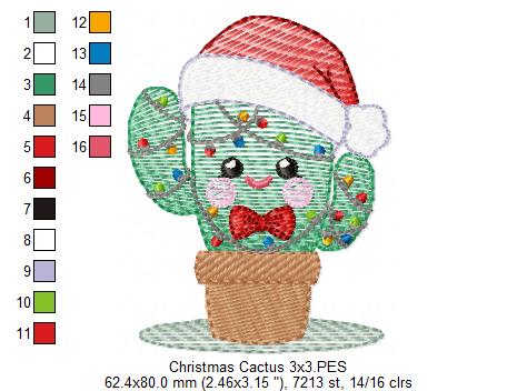 Christmas Cactus - Rippled Stitch - Machine Embroidery Design