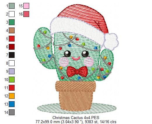 Christmas Cactus - Rippled Stitch - Machine Embroidery Design