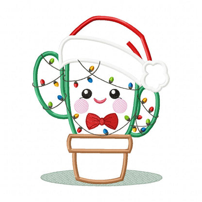 Christmas Cactus - Applique - Machine Embroidery Design