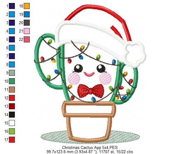 Christmas Cactus - Applique - Machine Embroidery Design