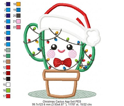 Christmas Cactus - Applique - Machine Embroidery Design