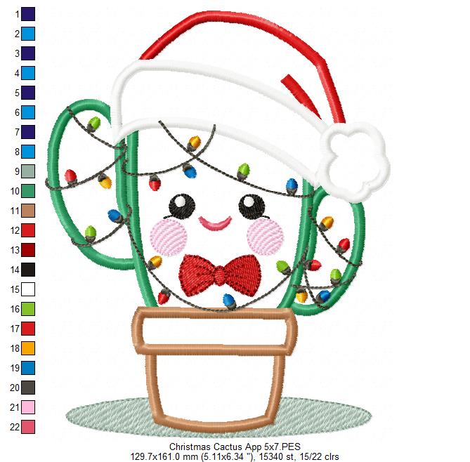 Christmas Cactus - Applique - Machine Embroidery Design