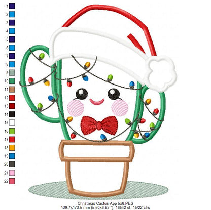Christmas Cactus - Applique - Machine Embroidery Design