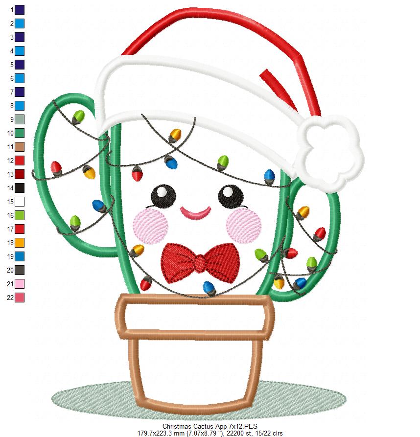 Christmas Cactus - Applique - Machine Embroidery Design
