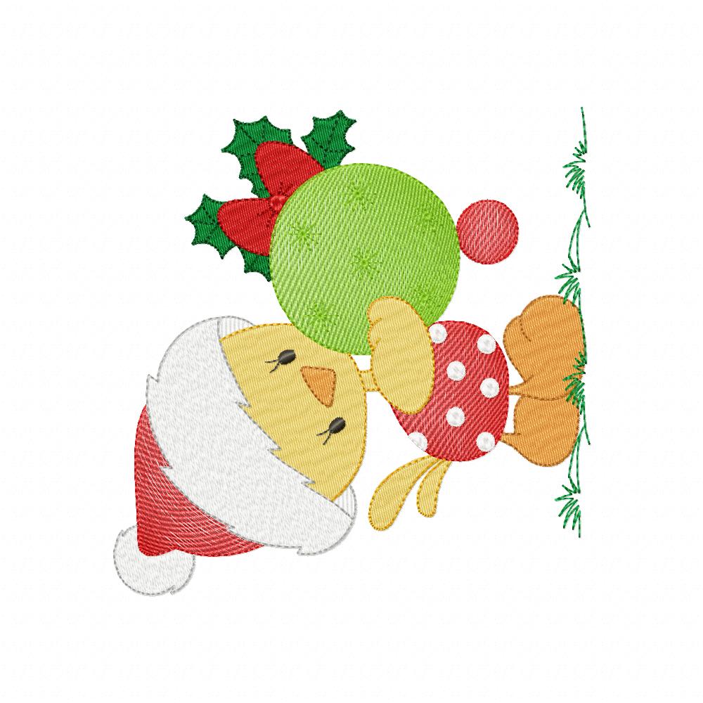 Christmas Chick with Bulb - Fill Stitch - Machine Embroidery Design