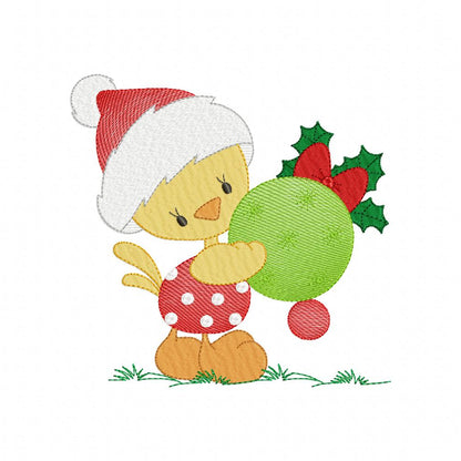 Christmas Chick with Bulb - Fill Stitch - Machine Embroidery Design
