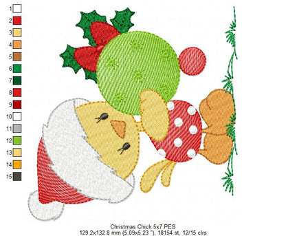 Christmas Chick with Bulb - Fill Stitch - Machine Embroidery Design