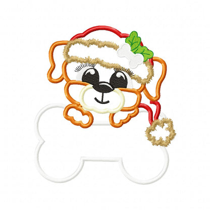 Puppy Santa Claus - Applique - Machine Embroidery Design