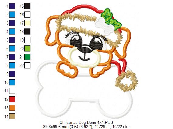 Puppy Santa Claus - Applique - Machine Embroidery Design