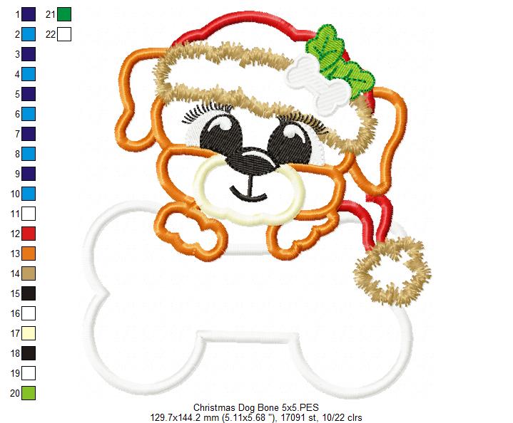 Puppy Santa Claus - Applique - Machine Embroidery Design