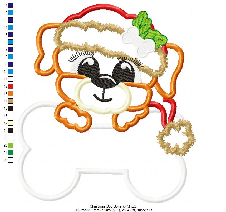 Puppy Santa Claus - Applique - Machine Embroidery Design