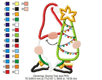 Christmas Gnome and Tree - Applique - Machine Embroidery Design