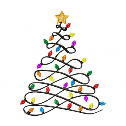 Christmas Lights Tree - Fill Stitch - Machine Embroidery Design