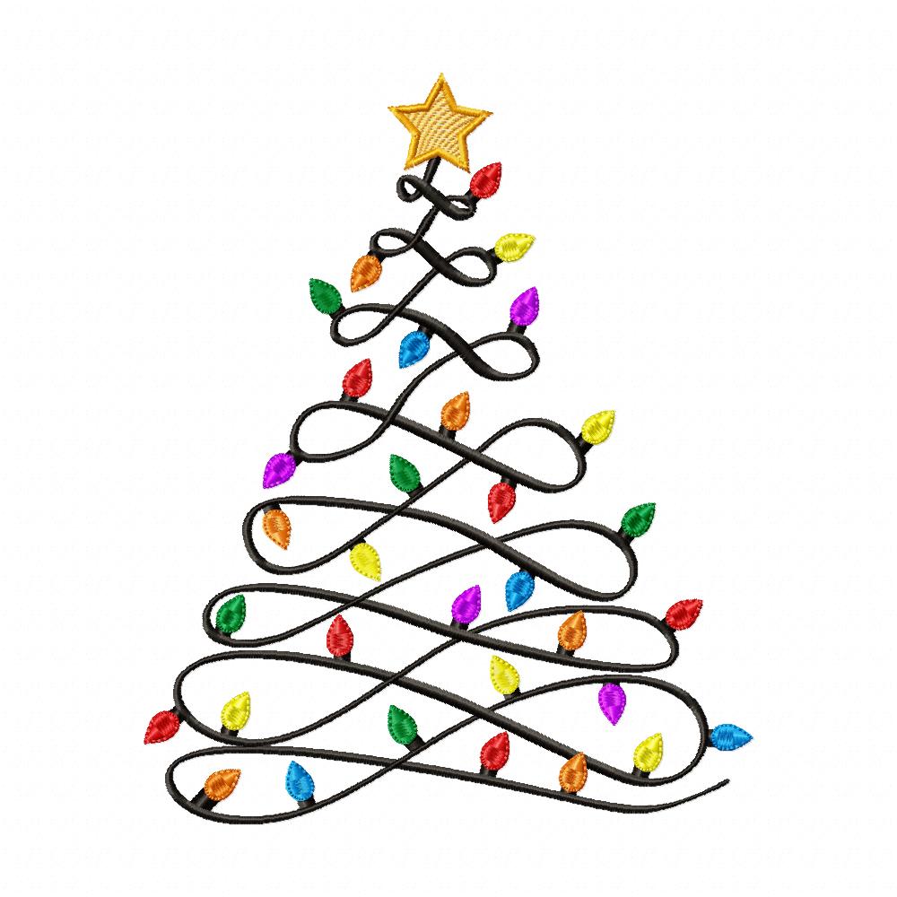 Christmas Lights Tree - Fill Stitch - Machine Embroidery Design