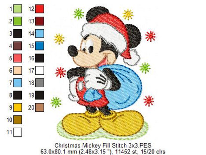 Mouse Ears Boy Christmas - Fill Stitch Machine Embroidery Design