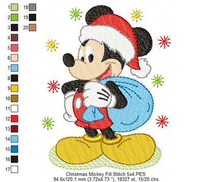 Mouse Ears Boy Christmas - Fill Stitch Machine Embroidery Design