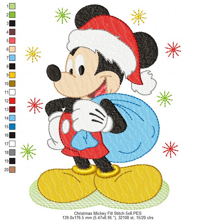 Mouse Ears Boy Christmas - Fill Stitch Machine Embroidery Design