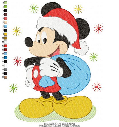Mouse Ears Boy Christmas - Fill Stitch Machine Embroidery Design