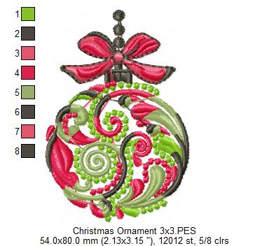 Pretty Christmas Bulb - Applique - Machine Embroidery Design