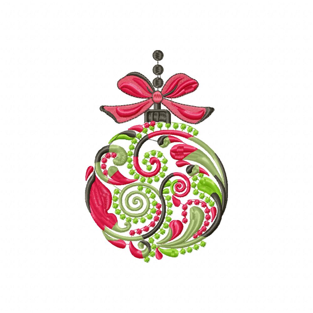 Pretty Christmas Bulb - Applique - Machine Embroidery Design