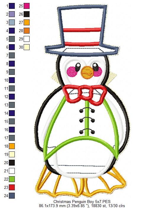 Christmas Penguins Vase Ornament Set - ITH Project - Machine Embroidery Design