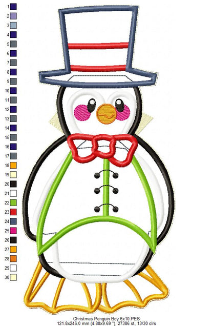Christmas Penguins Vase Ornament Set - ITH Project - Machine Embroidery Design