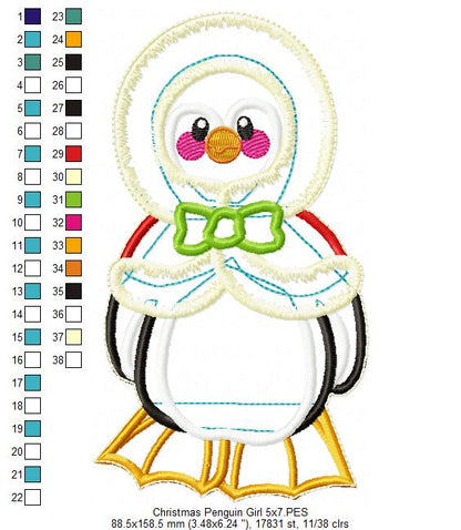 Christmas Penguins Vase Ornament Set - ITH Project - Machine Embroidery Design