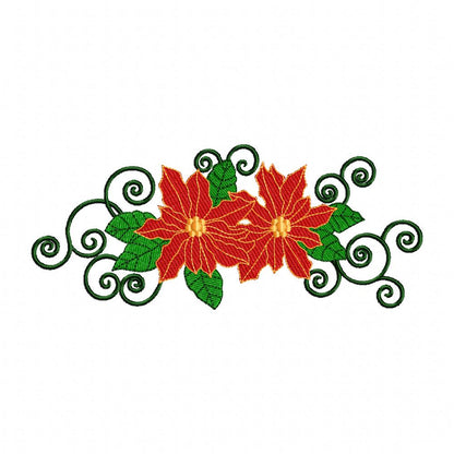 Christmas Poinsettia Flower - Fill Stitch - Machine Embroidery Design