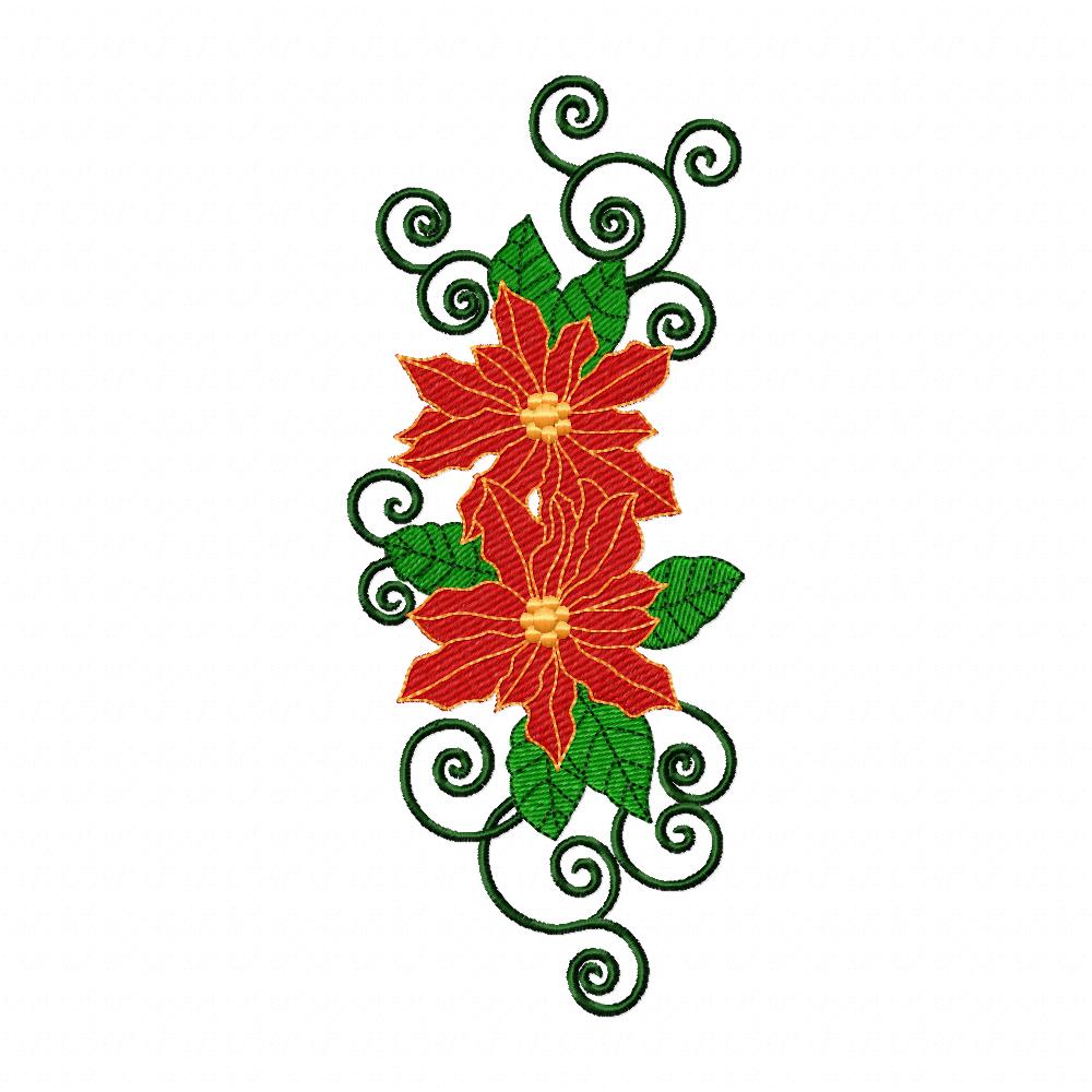 Christmas Poinsettia Flower - Fill Stitch - Machine Embroidery Design