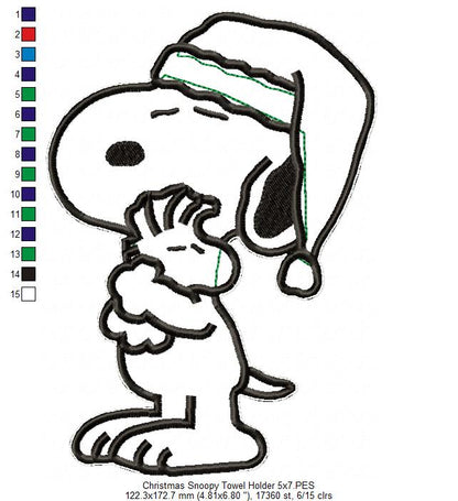 Christmas Snoopy Towel Holder – ITH Project – Machine Embroidery Design