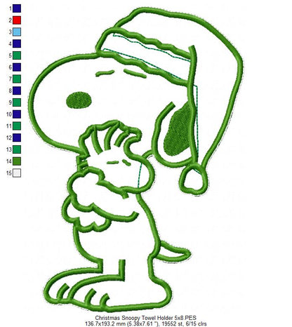 Christmas Snoopy Towel Holder – ITH Project – Machine Embroidery Design