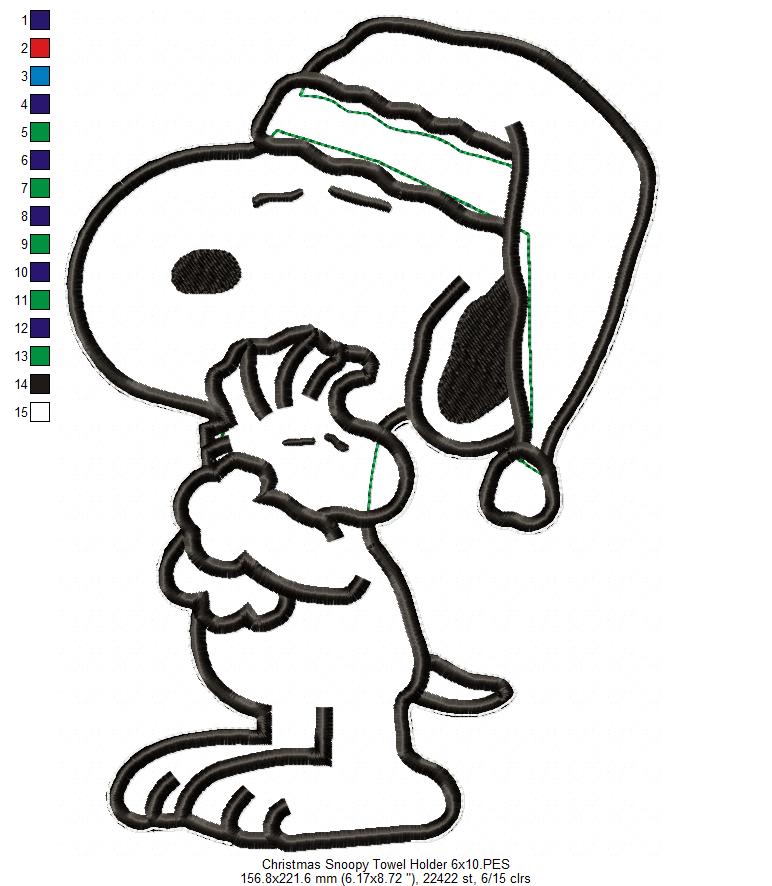Christmas Snoopy Towel Holder – ITH Project – Machine Embroidery Design